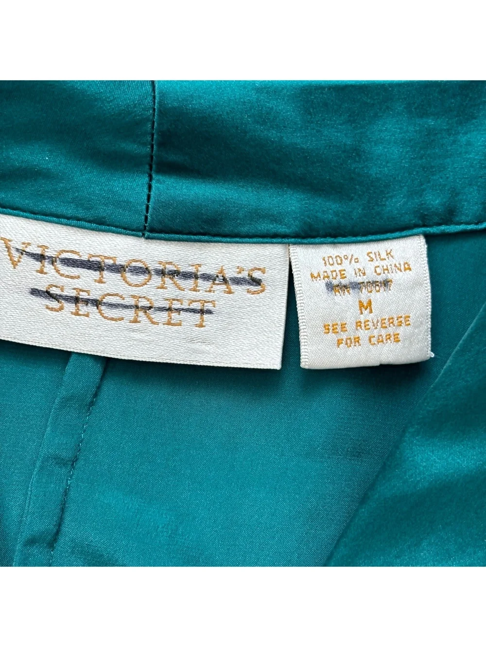 VTG Victoria's Secret 100% Silk Pajama Medium Teal Vest Shorts Lingerie Bridal